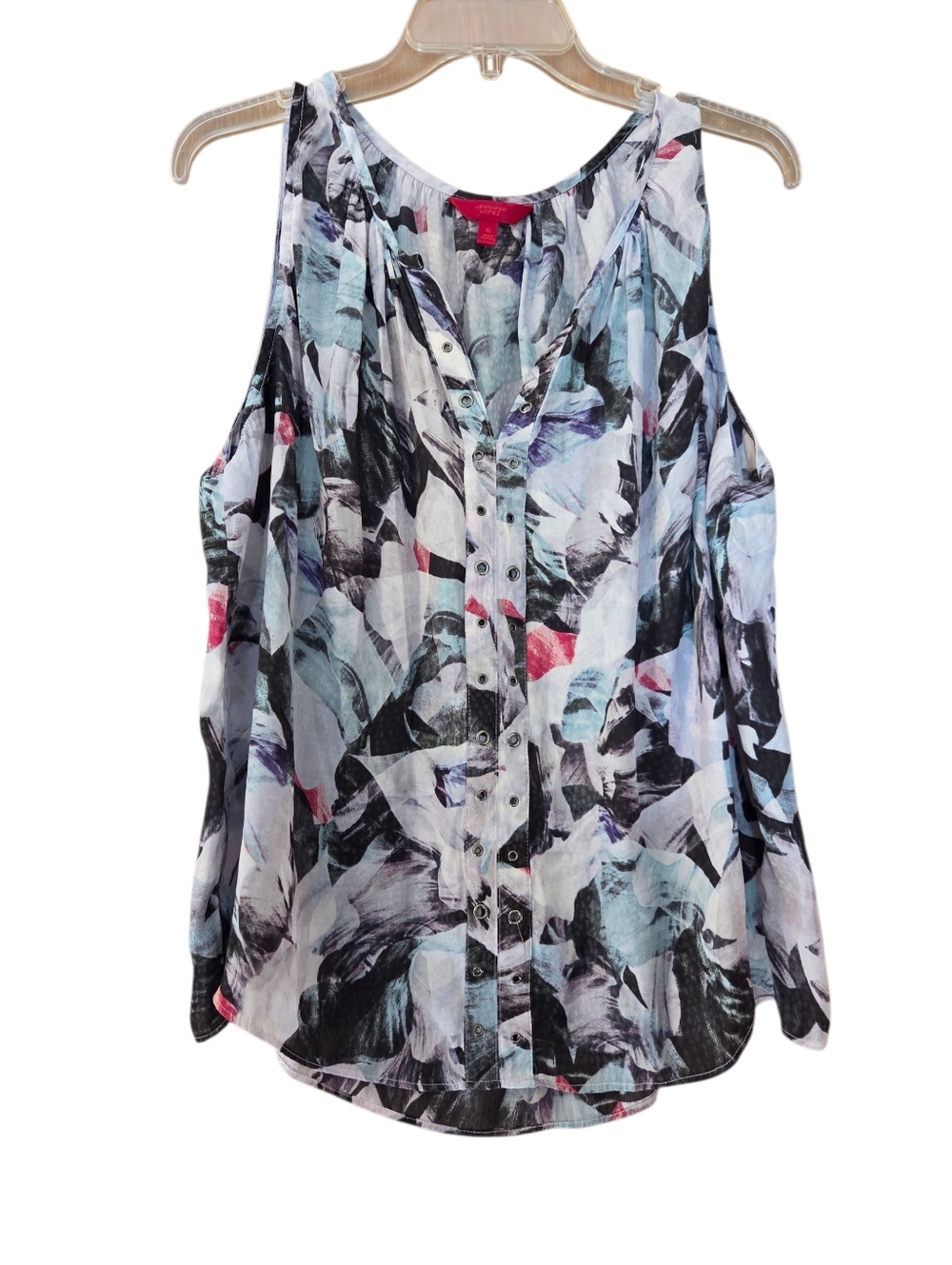 Jennifer Lopez Vneck Grommet Detail Abstract Artsy Pattern Tank Top Size XL